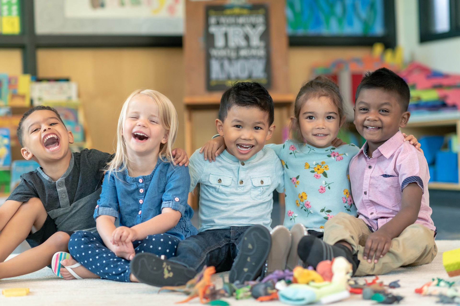 Group of smiling preschool students